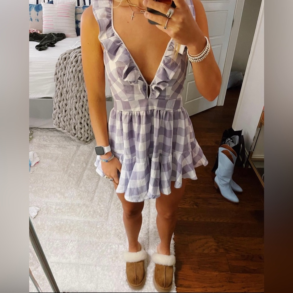 Purple & White Gingham Dress